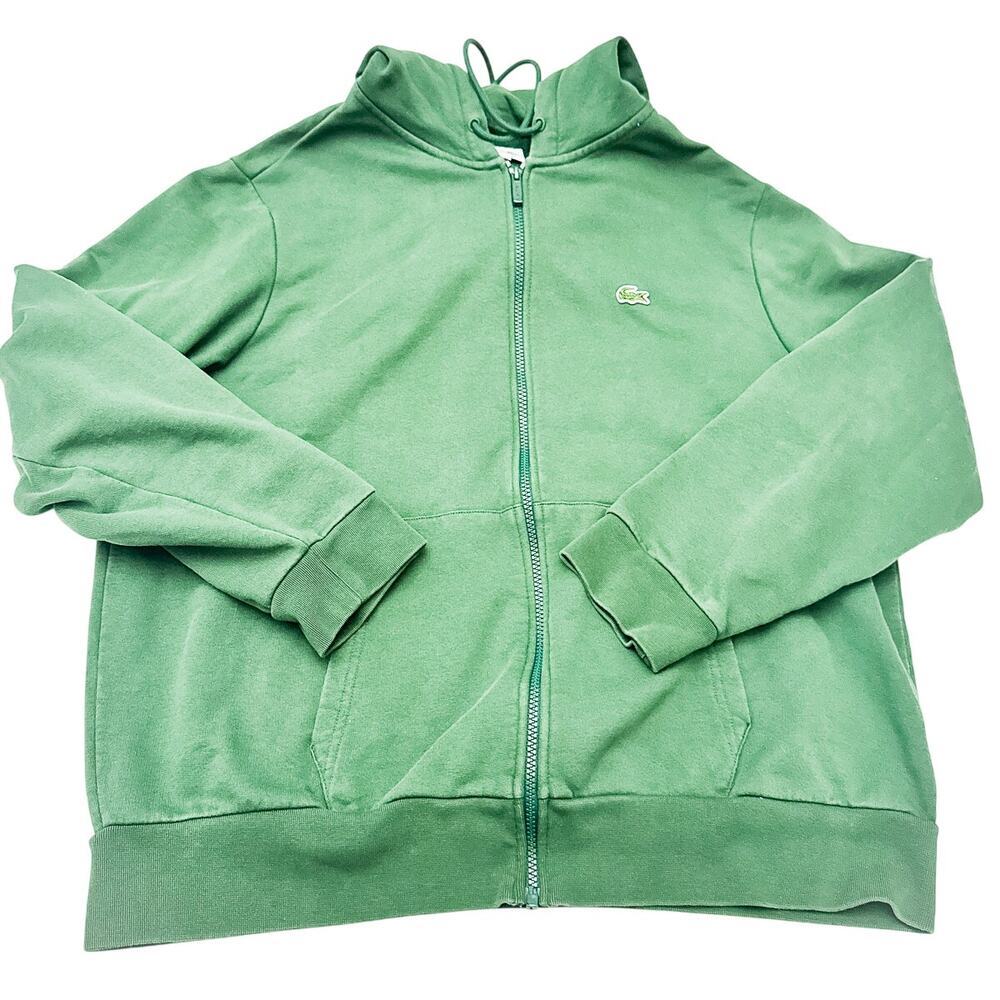 Lacoste Unisex Long Sleeve Hooded Sweatshirt Sweater 100% Cotton Green Size XXL